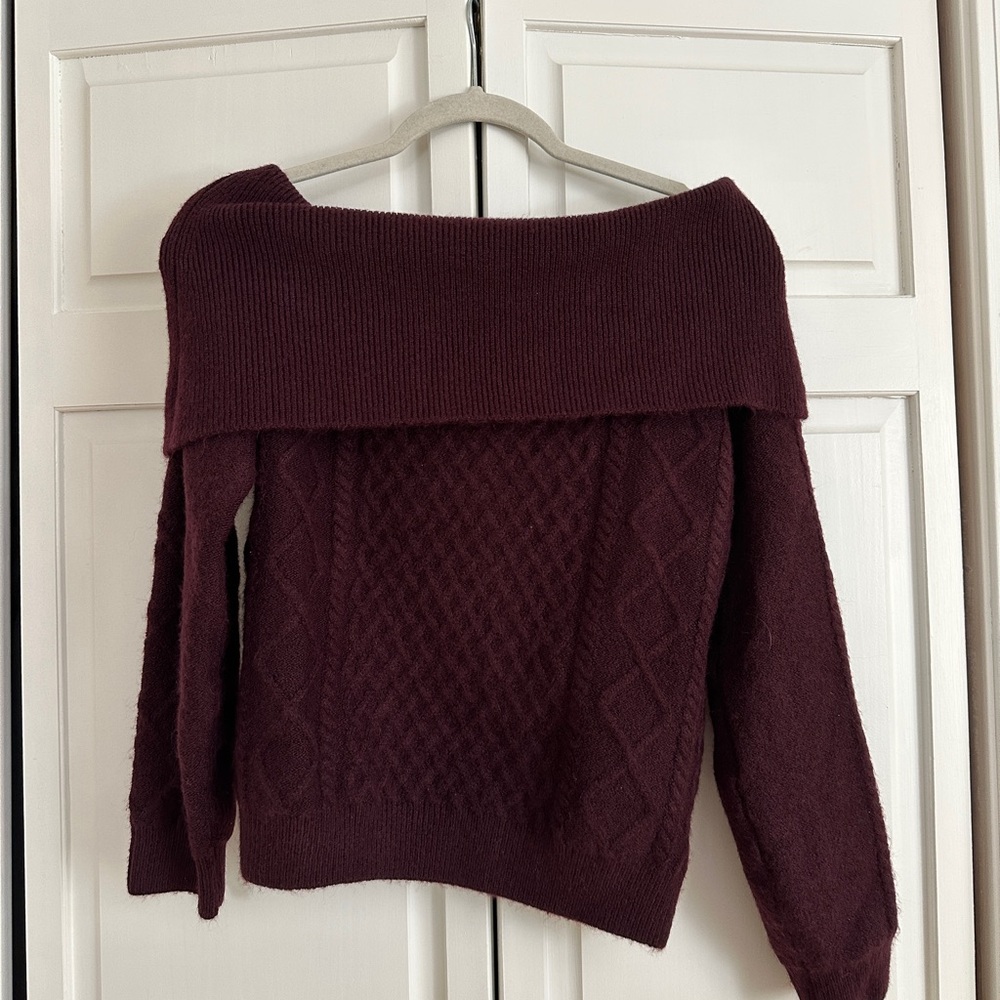 H&M Off-Shoulder Burgundy Sweater